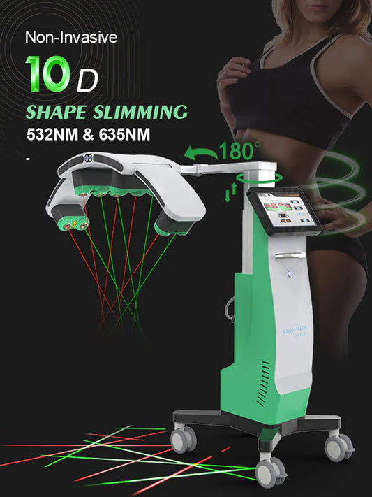 Aparat 10D Lipolaser 532nm+653nm, Rotating GREEN - RED Laser Rotire 360Grade 10 DIODE Laser, Reducere celulita Body Conturing , Tonifiere Remodelare 10DLIPO Maxlipo Shape W