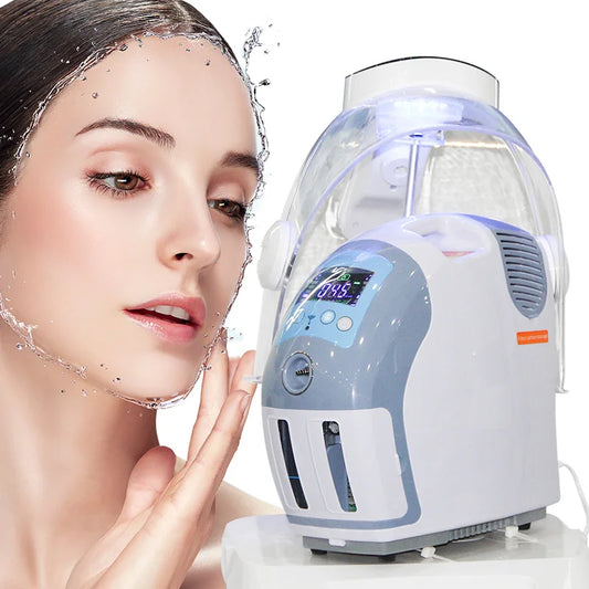 Aparat Masca Faciala cu Generator Ozon Terapie cu Jet Oxigen Hiperbaric, Aparat Facial pentru Intinerirea Pielii, Pulverizator de Oxigen+Injectare, Oxigen+Terapie cu Lumină LED pdt