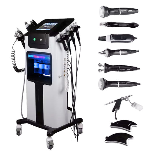 Aparat 9in1 AQUAFacial Ultrasunete, Skin scrubber, Oxy Spray Profesional, Lifting, Indepartare Riduri, Linii fine, Radiofrecventa Helley