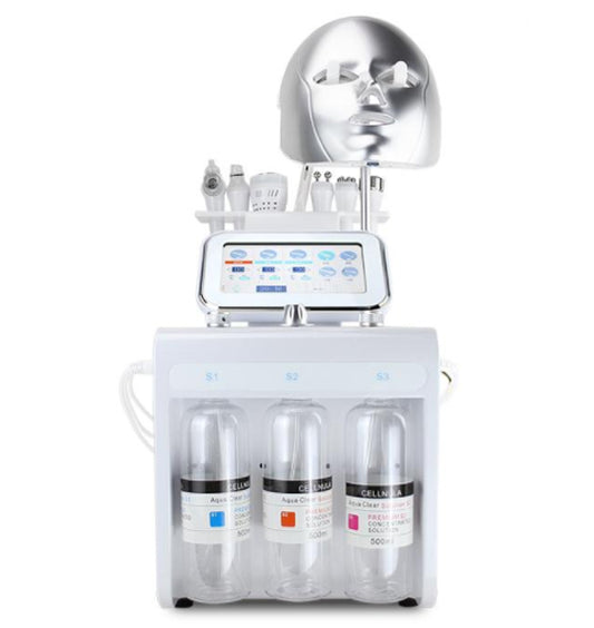 Aparat 8in1 H2O2 Jet Hidroxigen Micro Bule Indepartare Puncte Negre, RF, Criolift, Hidrodermoabraziune, Curatare, Hidratantare, Lifting Saloane, Indepartarea Acneei, Ultrasunete, Masca LED S516