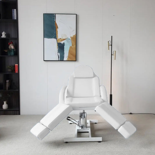 Pat Cosmetic Epilare, Tatuaje, Salon Professional, Hidraulic Rotire 360, Reglabil Inaltime si Spatar 184*62*61-77CM, Fotoliu Milk