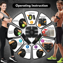 Aparat EMS Masaj Totulperfect, Tonifiere Abs Corp 8Pack, Electrostimulare musculara, Indepartare celulita, Slabire, Trainer Liftig Negru Power Battery