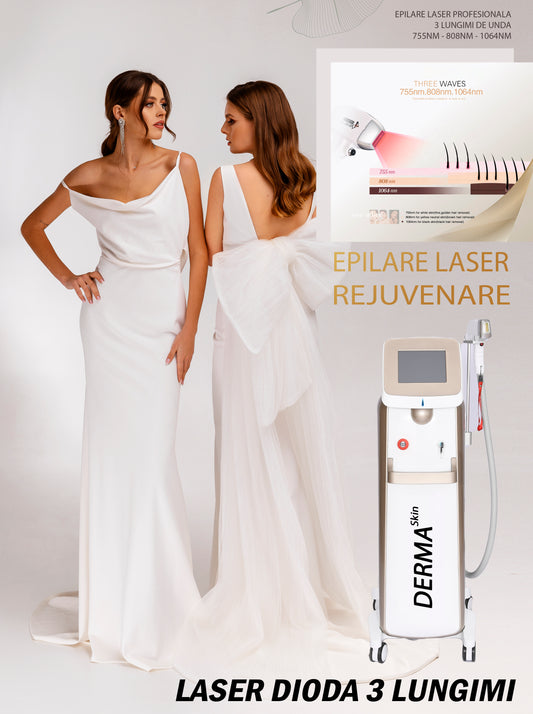 Aparat Epilare Definitiva Laser Dioda 3Lungimi 755NM, 808NM, 1064NM Profesional 1200W Dioda Laser, 50mil Impulsuri DERMASkin Gold
