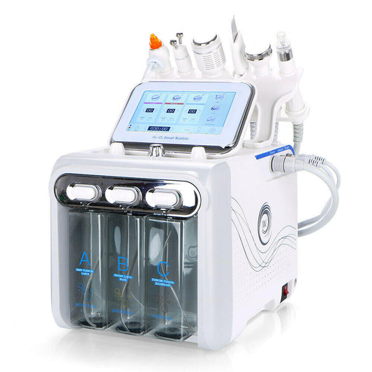 Aparat 6in1 H2 O2 Jet Hidroxigen Hydradermabraziune Indepartare Puncte Negre, Dermoabraziune, Curatare, Hidratantare, Lifting Saloane, Indepartarea Acneei, Ultrasunete, RF 203