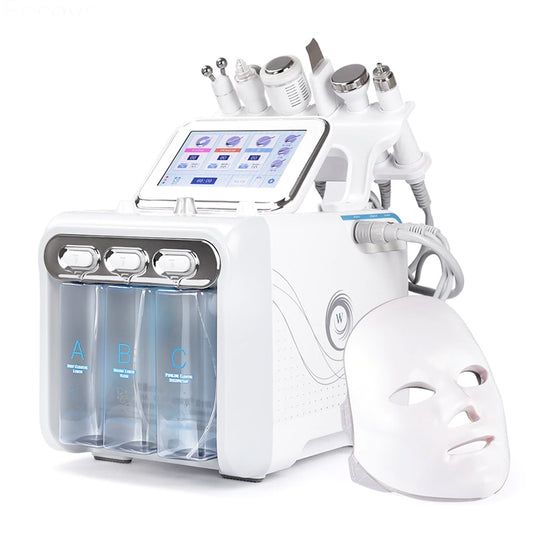 Aparat Hydradermabraziune cu Masca Profesional 7in1 H2O2 Jet Hidroxigen Micro Bule Indepartare Puncte Negre, Dermoabraziune, Curatare, Hidratantare, Lifting Saloane, Indepartarea Acneei, Ultrasunete, RF Laney