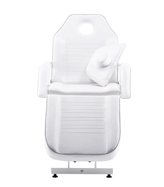 Pat Cosmetic Reglabil Salon Infrumusetare, Pat Masaj Piele Ecologica, Tetiera si Picioare Reglabile, Alb 180x65x64cm H C00W