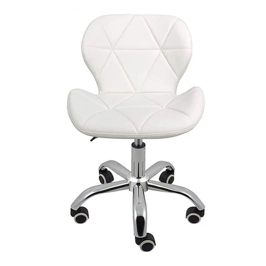 Scaun hidraulic Rotativ cu Spatar Cosmetic Reglabil Salon Infrumusetare Piele Ecologica Alb inaltime reglabila intre 39-51 cm, dimensiuni 90x45cm M2