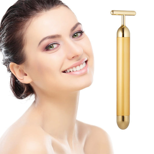 Stilou Cosmetic Gold Bar 24k Masaj Facial, Cap rotativ 3D energie electrica sonica, Anti-riduri, Beauty Gold Bar 24k Golden Pulse