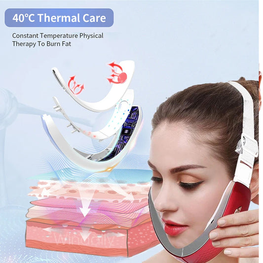 Aparat Inteligent de Ridicare a Fetei si indepartarea barbiei Duble cu Vibratii in Infrarosu EMS V centura de lifting facial, 8 Tipuri de Masaj cu Microcurenta Dubla pentru Reducerea Barbiei, Anti-umflare, lifting facial