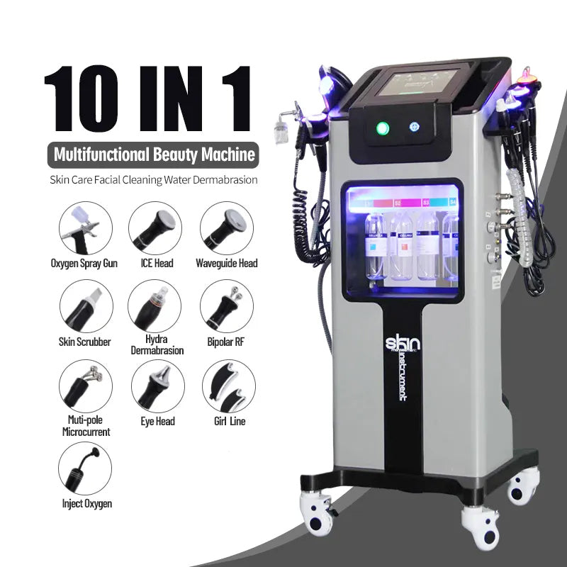 Aparat AQUAFACIAL 10in1 Facial Ultrasunete, Skin scrubber, Oxy Spray Profesional, Lifting, Indepartare Riduri, Linii fine, Radiofrecventa Helley10