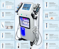 Aparat AQUAFacial 12in1 Oxigen Revive Hidroxigen RF Cooling Indepartare Puncte Negre, Hydra si Diamond Dermoabraziune, Curatare, Hidratare, Lifting Saloane, Indepartarea Acneei, Oxy Spray RF