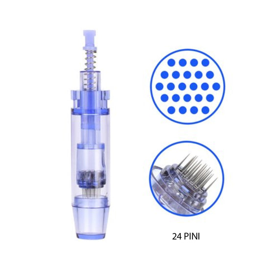 Cartus Microace 24 Pini Model Baioneta Injectie Microneedeling Dr.Pen, Indepartarea ridurilor, injector cu ace cu inalta precizie