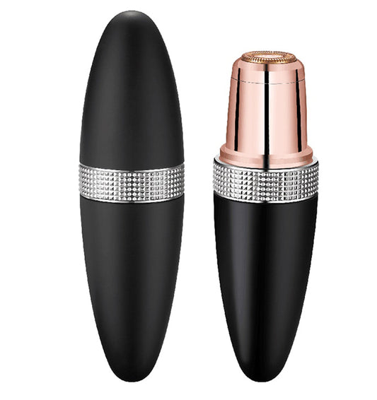 Aparat Ras Electric cu Baterii Femei Mini Epilator Lipstick Glossy, Black