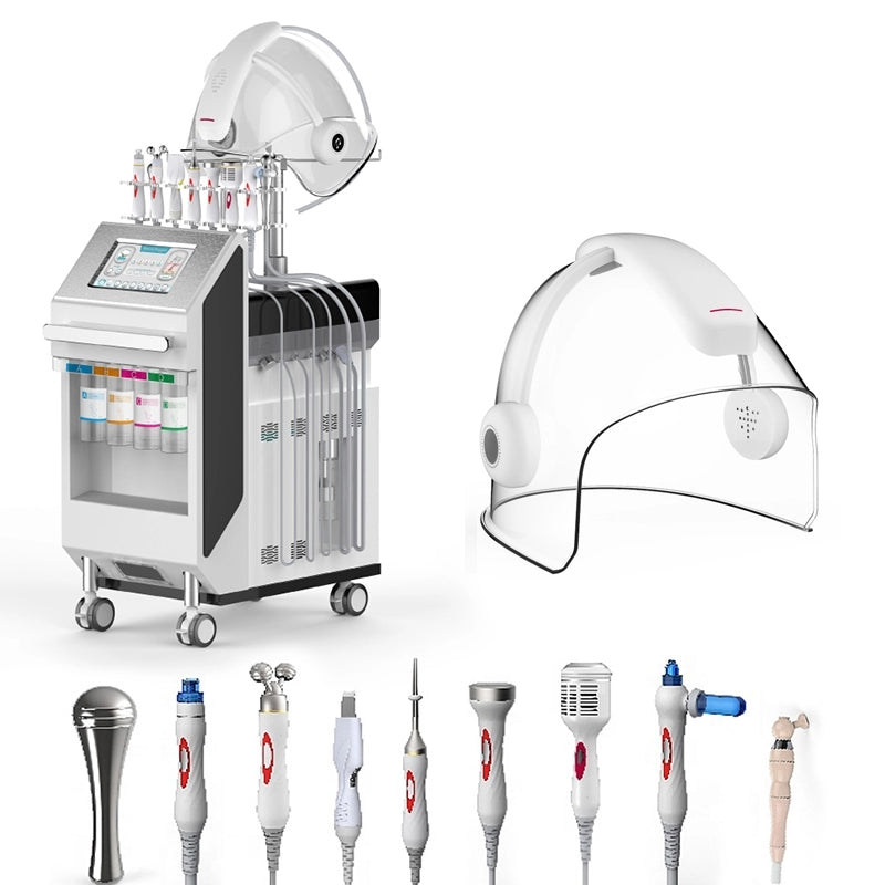 Aparat Profesional 10in1 Hidradermabraziune, Ciocan Rece, Oxigen Jet Peeling, Ultrasunete, Curatare, Hidratantare,  Indepartarea Acneei, Spatula Space Oxigen