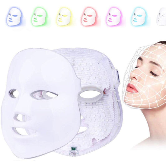 Masca Cosmetica Faciala LED Cosmetica Tratament Foton Rejuvenation, Anti-imbatranire, Riduri fine, Pungi, 7 Culori LED