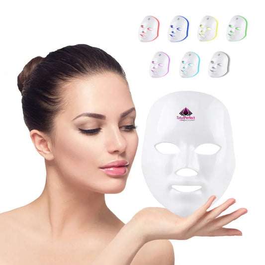 Masca Cosmetica Faciala LED Cosmetica Tratament Foton Rejuvenation, Anti-imbatranire, Riduri fine, Pungi, 7 Culori LED