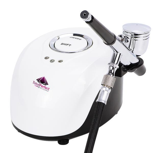 Aparat Mini Airbrush Tratamente Faciale, Kit cu Compresor si Pistol Nutritionare Ten, Lifting si Ingrijire, 25 PSI,  Pistol Machiaj