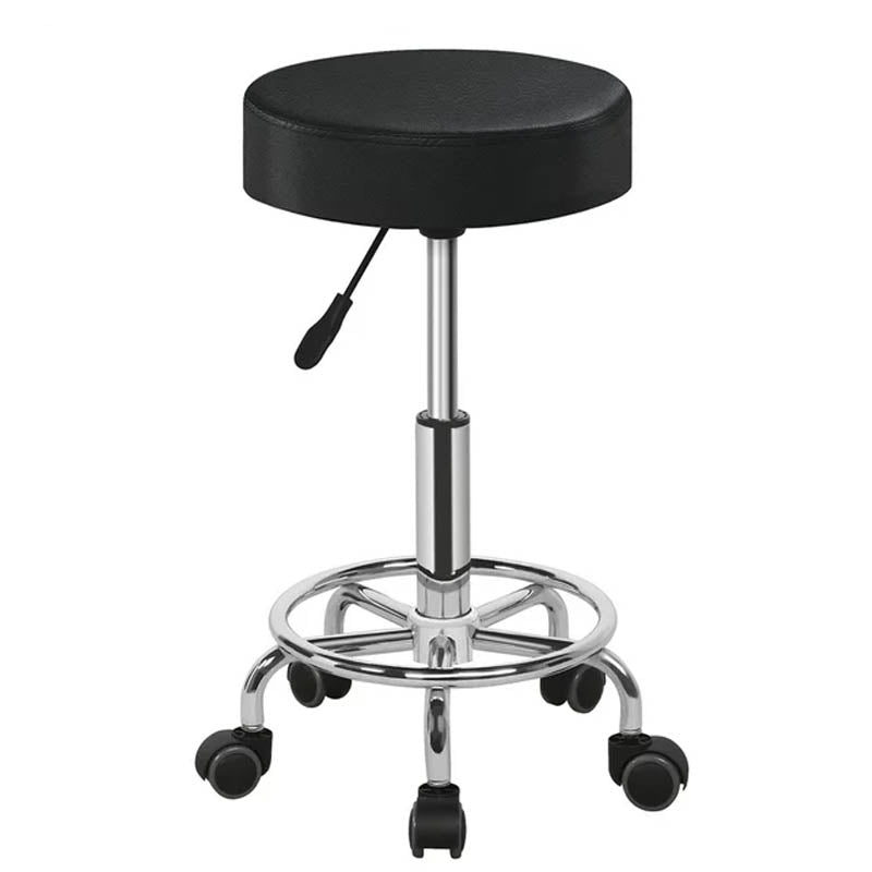 Scaun hidraulic Rotativ Cosmetic Reglabil Salon Infrumusetare Piele Ecologica Negru Inaltime 45 la 57 cm M1